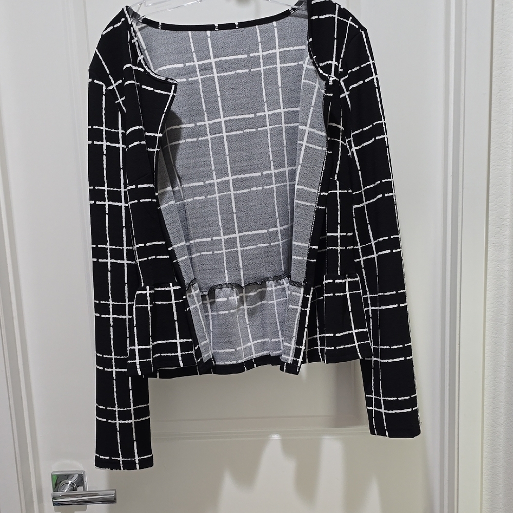 Black and White Checkered Women's Blazer